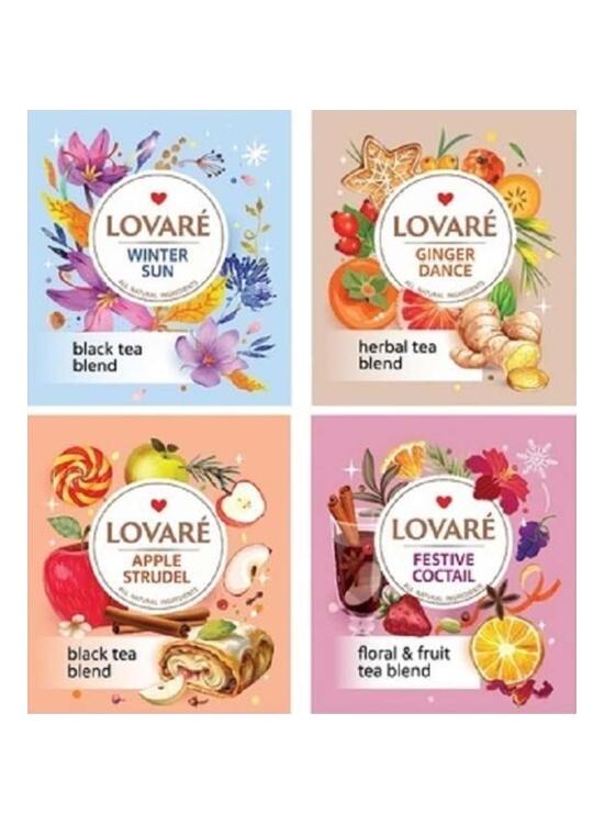 Copertă produs Cutie cu 32 pliculețe Lovar&eacute; - Winter Tea Assorted: amestec de ceai negru, plante și fructe 64 g - gallery big 1