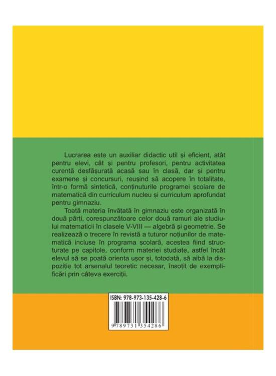 Copertă produs Matematică. Formule şi noţiuni generale clasele V-VIII - gallery big 2
