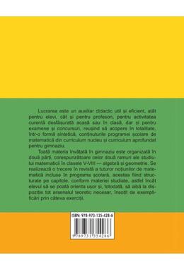 Copertă produs Matematică. Formule şi noţiuni generale clasele V-VIII