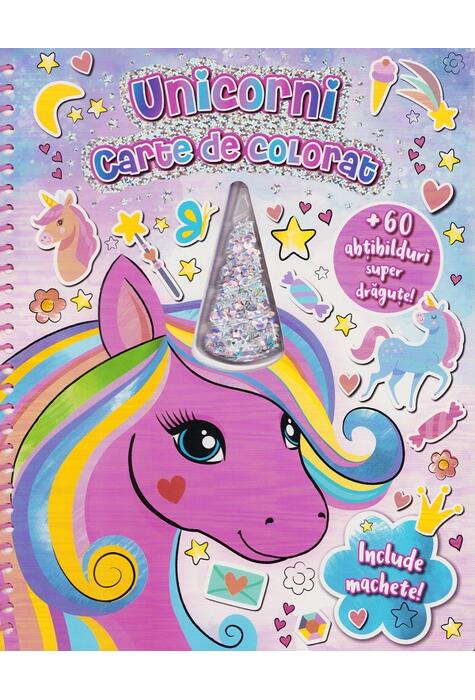 Copertă produs Unicorni. Carte de colorat cu machete