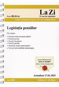 Copertă produs Legislația pensiilor. Cod 803. Actualizat la 17.01.2025