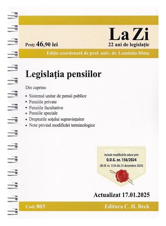 Copertă produs Legislația pensiilor. Cod 803. Actualizat la 17.01.2025 - gallery big 1