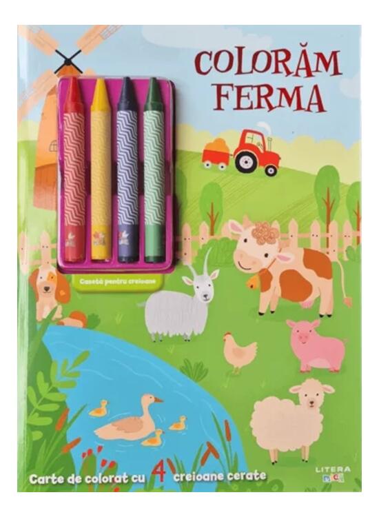 Copertă produs Colorăm ferma. Carte de colorat cu 4 creioane cerate - gallery big 1