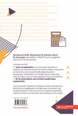Copertă produs Bacalaureat 2026. Matematică. Științele naturii. Tehnologic