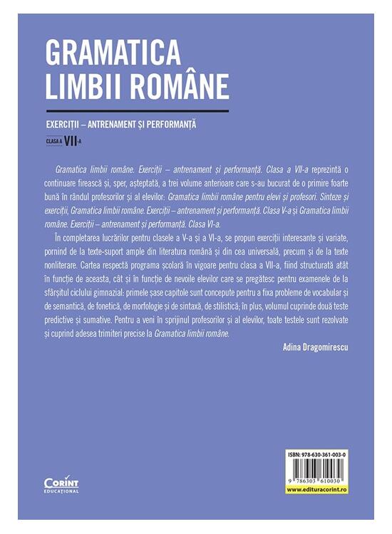 Copertă produs Gramatica limbii rom&acirc;ne. Clasa a VII-a - gallery big 2