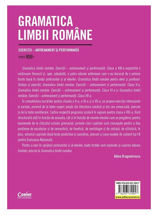 Copertă produs Gramatica limbii rom&acirc;ne. Clasa a VIII-a - gallery big 2