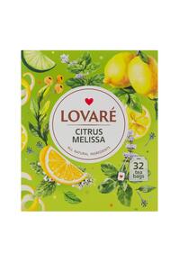 Copertă produs Cutie cu 32 pliculețe Lovar&eacute; - Citrus Melissa: amestec de ceai verde cu arome de mentă, melisă, lemongrass și lăm&acirc;ie 64 g