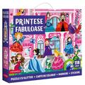 Copertă produs Joc educativ - Puzzle cu glitter + carte de colorat + markere + stickere Mimorello - Prințese fabuloase - gallery small 