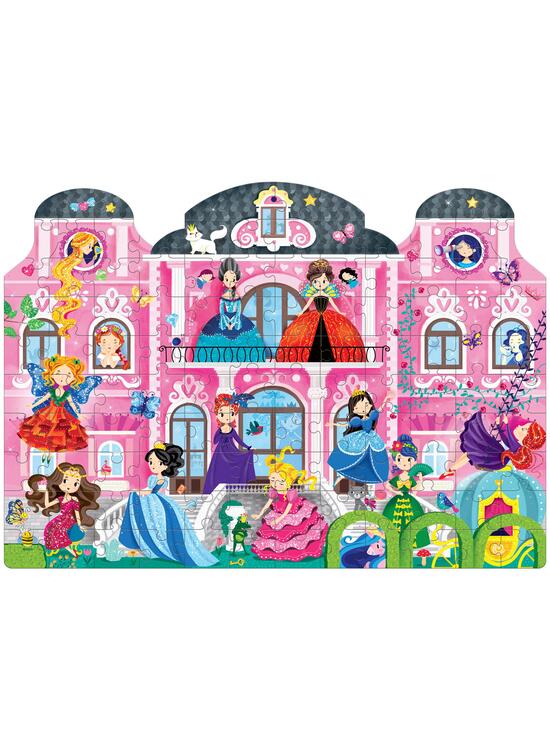 Copertă produs Joc educativ - Puzzle cu glitter + carte de colorat + markere + stickere Mimorello - Prințese fabuloase - gallery big 2
