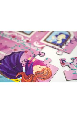 Copertă produs Joc educativ - Puzzle cu glitter + carte de colorat + markere + stickere Mimorello - Prințese fabuloase