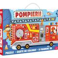 Copertă produs Joc educativ - Puzzle cu glitter + carte de colorat + markere + stickere Mimorello - Pompierii - gallery small 
