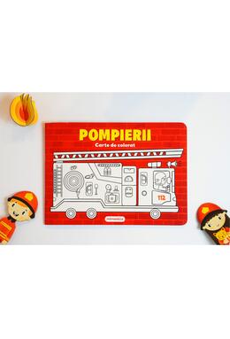 Copertă produs Joc educativ - Puzzle cu glitter + carte de colorat + markere + stickere Mimorello - Pompierii