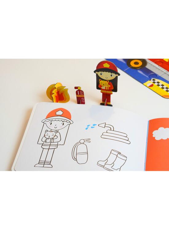 Copertă produs Joc educativ - Puzzle cu glitter + carte de colorat + markere + stickere Mimorello - Pompierii - gallery big 4