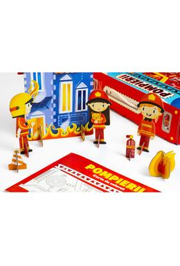 Copertă produs Joc educativ - Puzzle cu glitter + carte de colorat + markere + stickere Mimorello - Pompierii