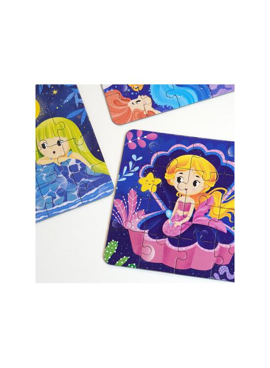 Copertă produs Joc educativ - 3 puzzle-uri + 3 pagini de colorat cu apă + pensula magică - Sirene - gallery big 2