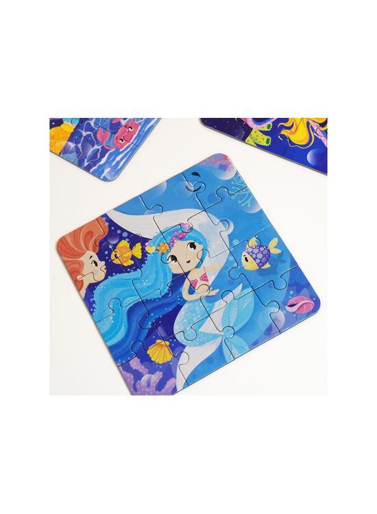 Copertă produs Joc educativ - 3 puzzle-uri + 3 pagini de colorat cu apă + pensula magică - Sirene - gallery big 3