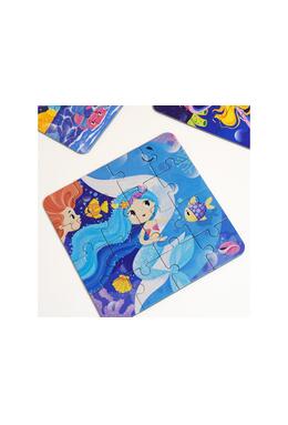 Copertă produs Joc educativ - 3 puzzle-uri + 3 pagini de colorat cu apă + pensula magică - Sirene