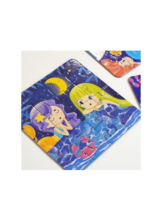 Copertă produs Joc educativ - 3 puzzle-uri + 3 pagini de colorat cu apă + pensula magică - Sirene - gallery big 4