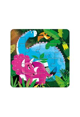 Copertă produs Joc educativ - 3 puzzle-uri + 3 pagini de colorat cu apă + pensula magică - Dinozauri