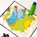 Copertă produs Joc educativ - 3 puzzle-uri + 3 pagini de colorat cu apă + pensula magică - Dinozauri - gallery small 
