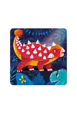 Copertă produs Joc educativ - 3 puzzle-uri + 3 pagini de colorat cu apă + pensula magică - Dinozauri