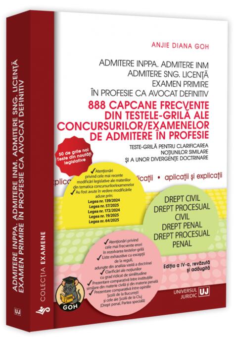 Copertă produs Admitere INPPA. Admitere INM. Admitere SNG. Licență. 888 capcane frecvente din testele-grilă ale concursurilor/examenelor de admitere &icirc;n profesie