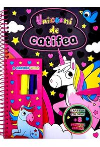 Copertă produs Unicorni de catifea. Carte de colorat + 3 carioci neon