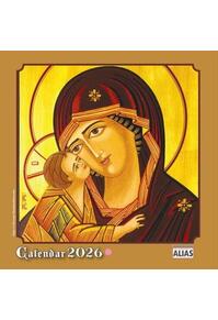 Copertă produs Mini calendar capsat cu Icoane 2026, format 16x16 cm, 12 file.