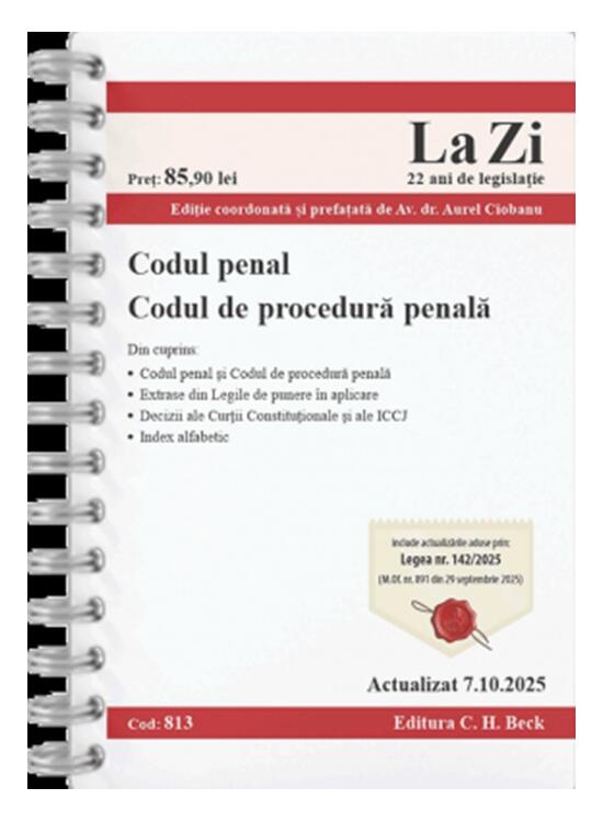 Copertă produs Codul penal. Codul de procedură penală. Cod 813. Actualizat la 7.10.2025 - gallery big 1