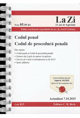 Copertă produs Codul penal. Codul de procedură penală. Cod 813. Actualizat la 7.10.2025