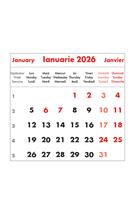 Mini calendar birou 2026, format 8,5x8 cm, 12 file