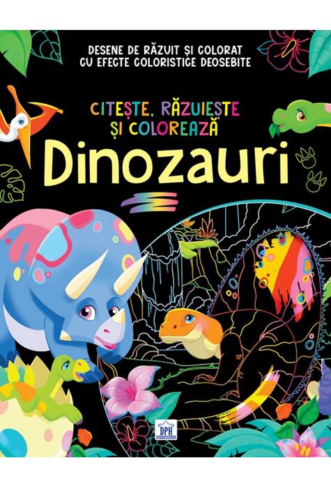 Copertă produs Citește, răzuiește și colorează. Dinozauri
