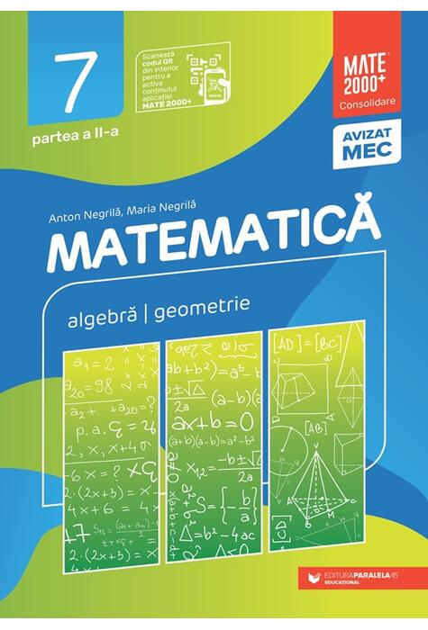 Copertă produs Matematică. Algebră, geometrie. Clasa a VII-a. Consolidare. Partea a II-a (2025-2026)