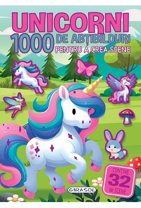 Copertă produs 1000 de abțibilduri pentru a crea scene - Unicorni