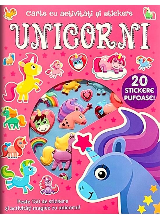 Copertă produs Unicorni: 20 stickere pufoase! Carte cu activități și stickere - gallery big 1