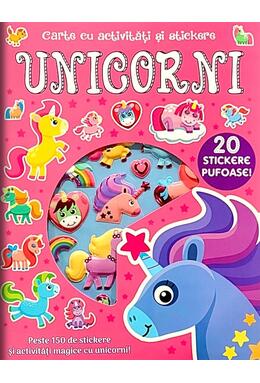 Copertă produs Unicorni: 20 stickere pufoase! Carte cu activități și stickere