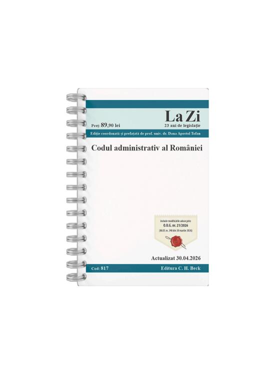 Copertă produs Codul administrativ al Rom&acirc;niei. Cod 817. Actualizat la 30.04.2026 - gallery big 1