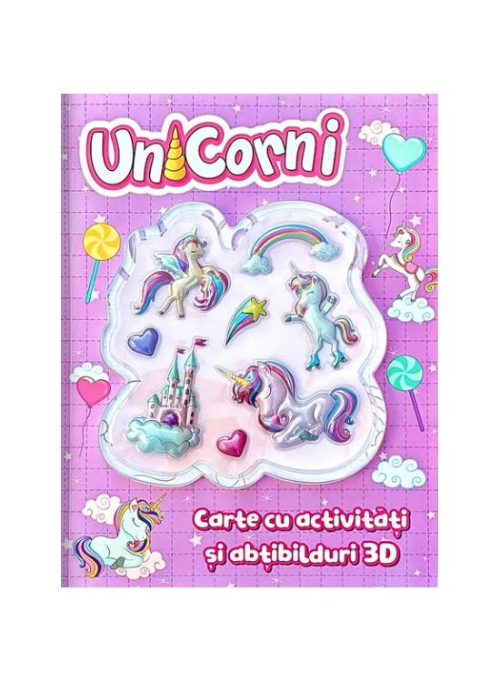 Copertă produs Unicorni. Carte cu activități și abțibilduri 3D - gallery big 1