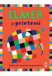 Copertă produs Elmer și prietenii - carte de colorat la petrecere