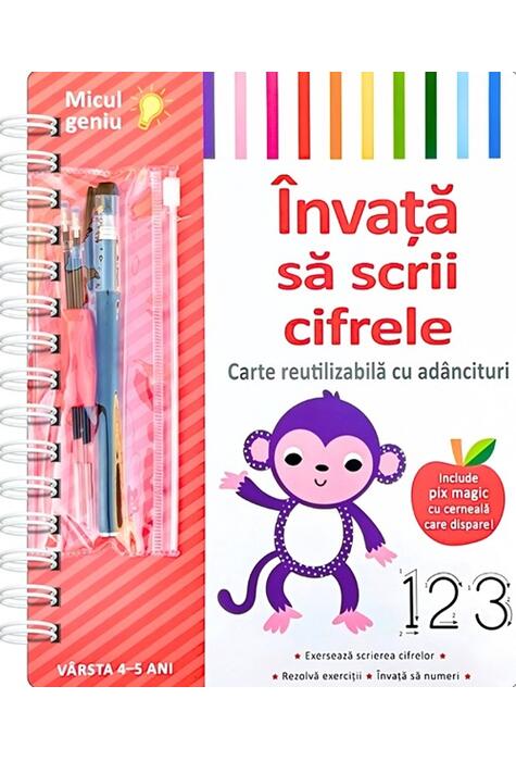 Copertă produs &Icirc;nvață să scrii cifrele. Carte reutilizabilă cu ad&acirc;ncituri