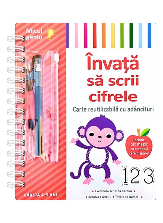 Copertă produs &Icirc;nvață să scrii cifrele. Carte reutilizabilă cu ad&acirc;ncituri - gallery big 1