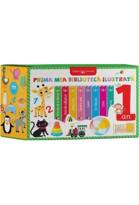 Copertă produs Cutie. Bebe &icirc;nvață. Prima mea bibliotecă ilustrată la 1 an (8 cărticele)