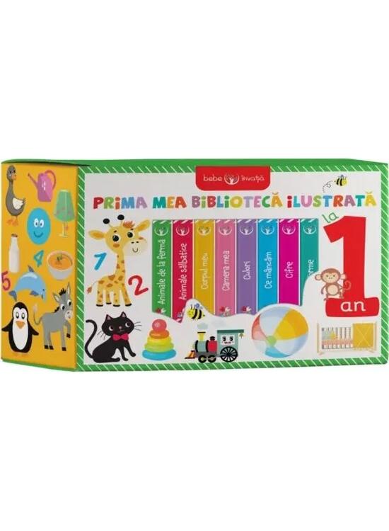 Copertă produs Cutie. Bebe &icirc;nvață. Prima mea bibliotecă ilustrată la 1 an (8 cărticele) - gallery big 1