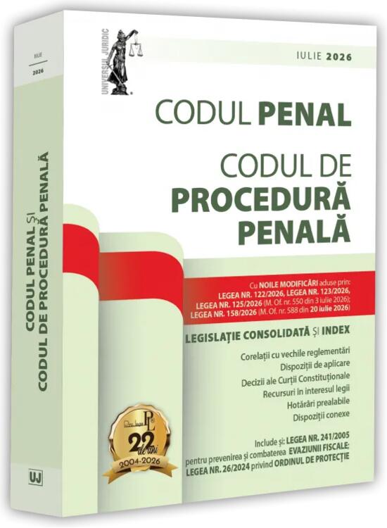 Copertă produs Codul penal și codul de procedură penală: iulie 2026 - Ediție tipărită pe h&acirc;rtie albă - gallery big 1