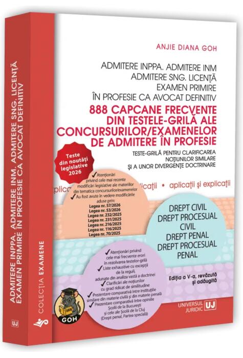 Copertă produs 888 capcane frecvente din testele-grilă ale concursurilor/examenelor de admitere &icirc;n profesie. Teste-grilă pentru clarificarea noțiunilor similare și a unor divergențe doctrinare