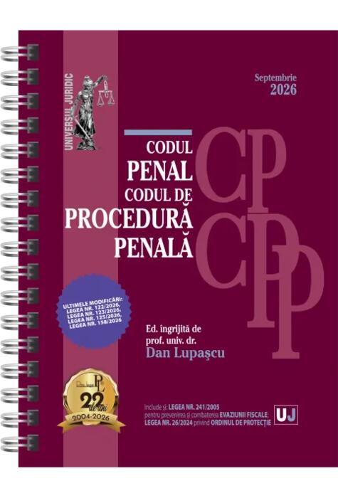 Copertă produs Codul penal și Codul de procedură penală. Septembrie 2026 - Ediție spiralată