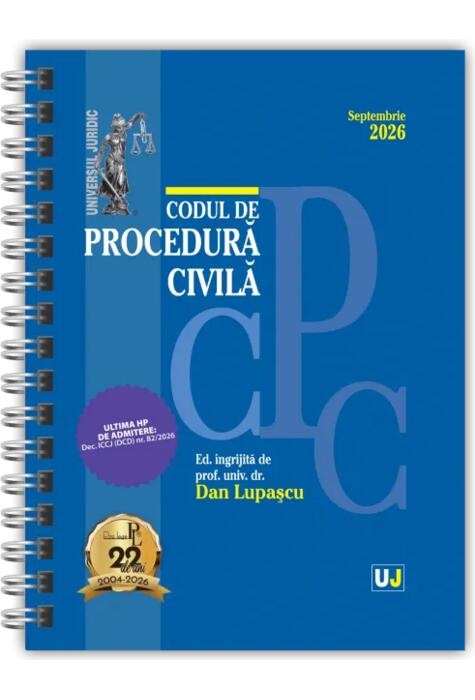 Copertă produs Codul de procedură civilă Septembrie 2026. Ediție spiralată, tipărită pe h&acirc;rtie albă