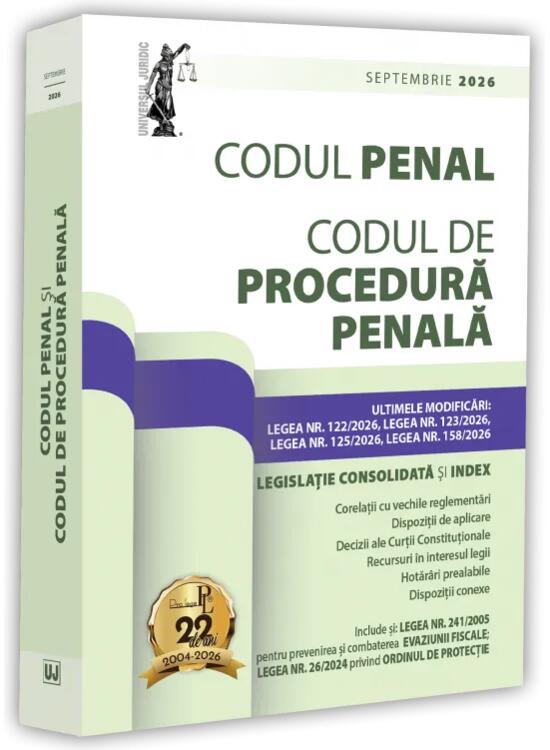 Copertă produs Codul penal și Codul de procedură penală: septembrie 2026. Ediție tipărită pe h&acirc;rtie albă - gallery big 1