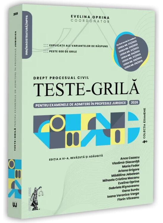 Copertă produs Teste-grilă pentru examenele de admitere &icirc;n profesiile juridice. Drept procesual civil. 2026 - gallery big 1