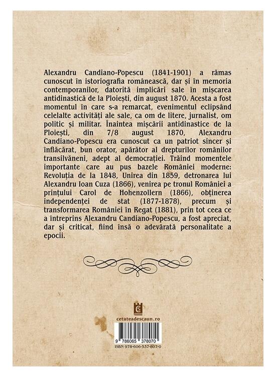 Copertă produs Alexandru Candiano-Popescu (1841-1901). Viața și activitatea - gallery big 2